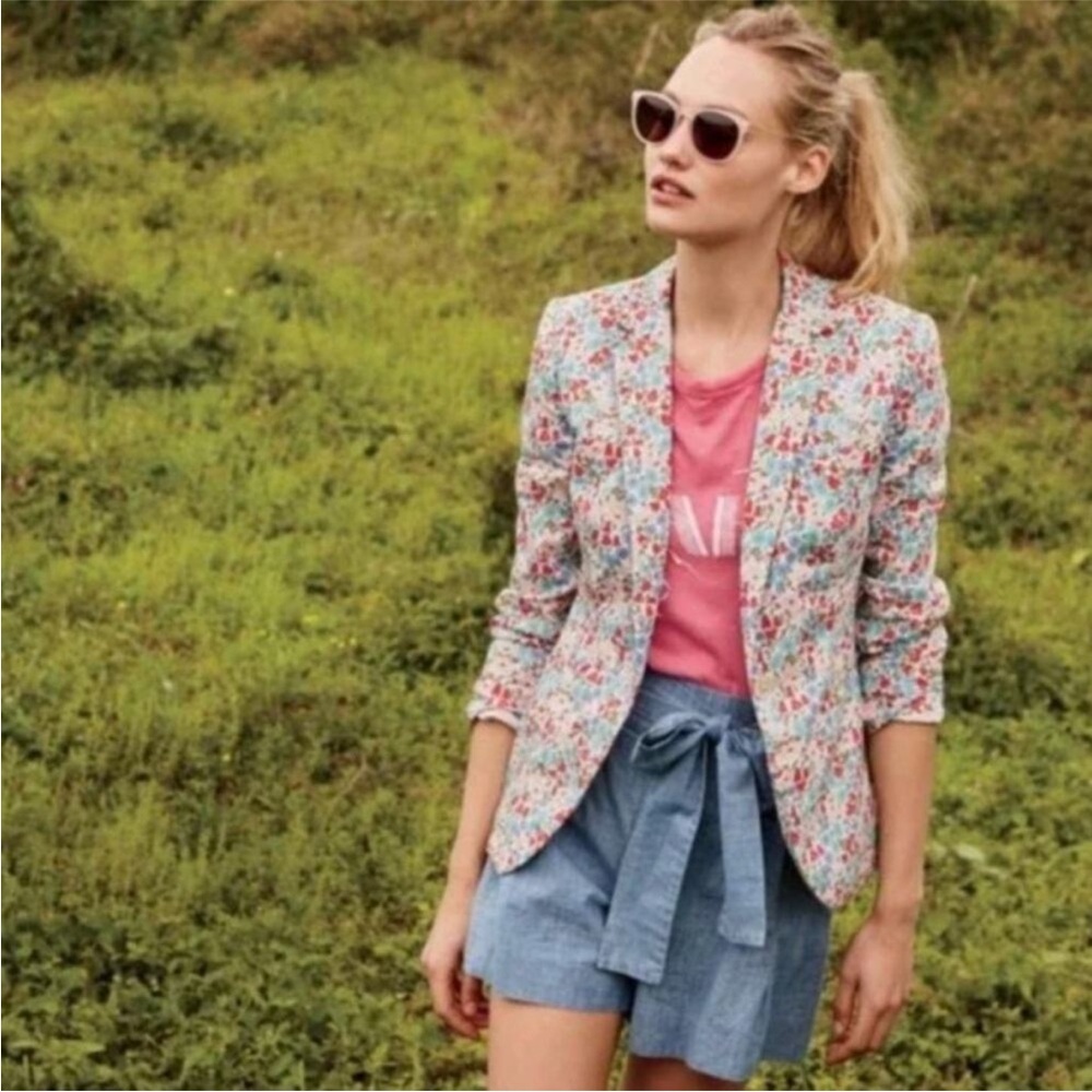 J. Crew Campbell Blazer Jacket Liberty Poppy & Daisy Floral Size 6 $198